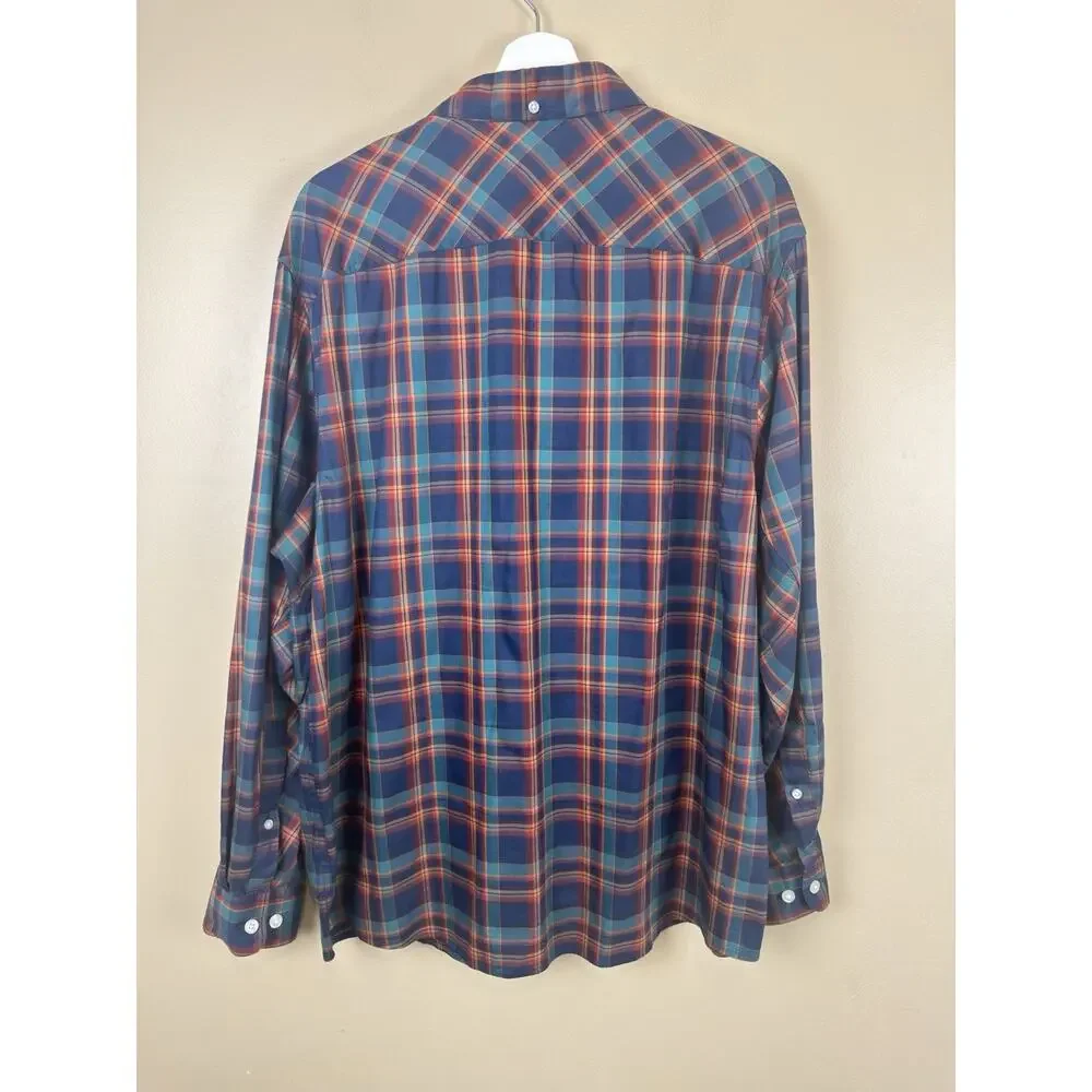 Duluth Trading Co Men’s L Green Orange Blue Free Swingin Untucked Standard Fit - Picture 5 of 13